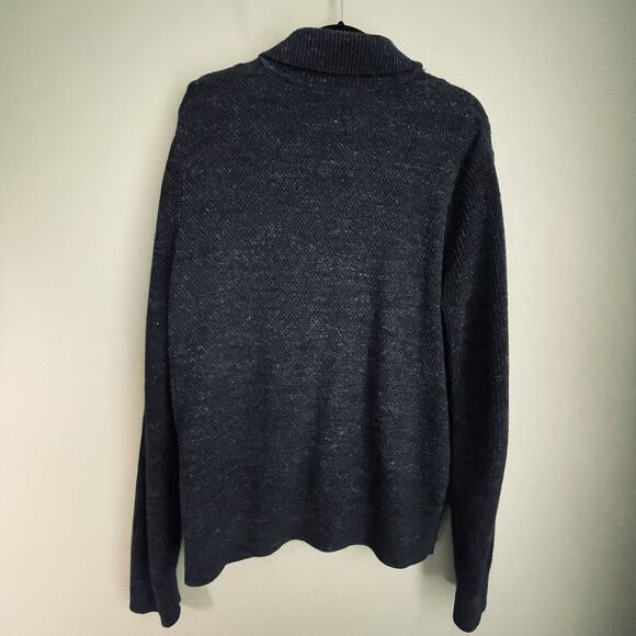 Vtg Gap Cardigan Sweater Men L Navy Blue Fleck Grandpa Chunky Knit Shawl Collar - Picture 3 of 13